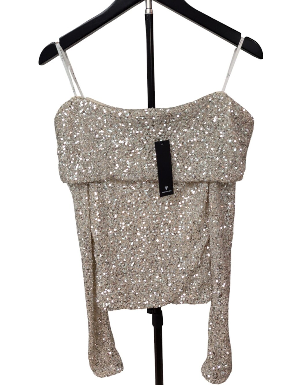 New Lulus Sequin Bling Bling Off Shoulder Top